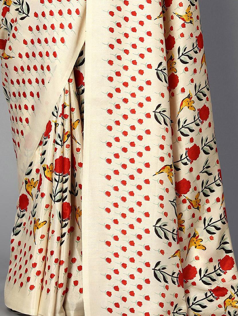floral printed mysore silk saree with blouse - 20039622 - Standard Image - 3