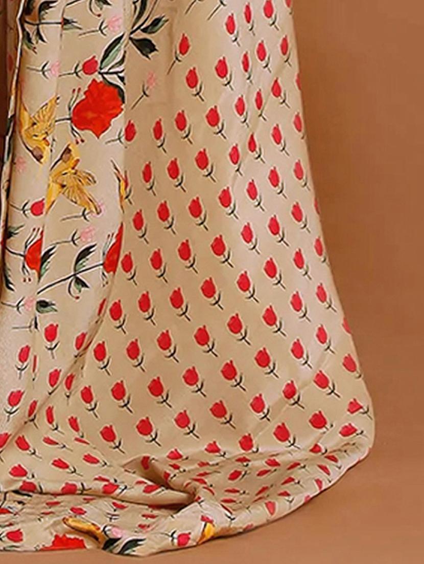 floral printed mysore silk saree with blouse - 20039624 - Standard Image - 3