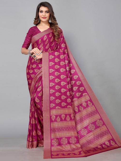 self design mysore silk saree with blouse - 20039635 - Standard Image - 0