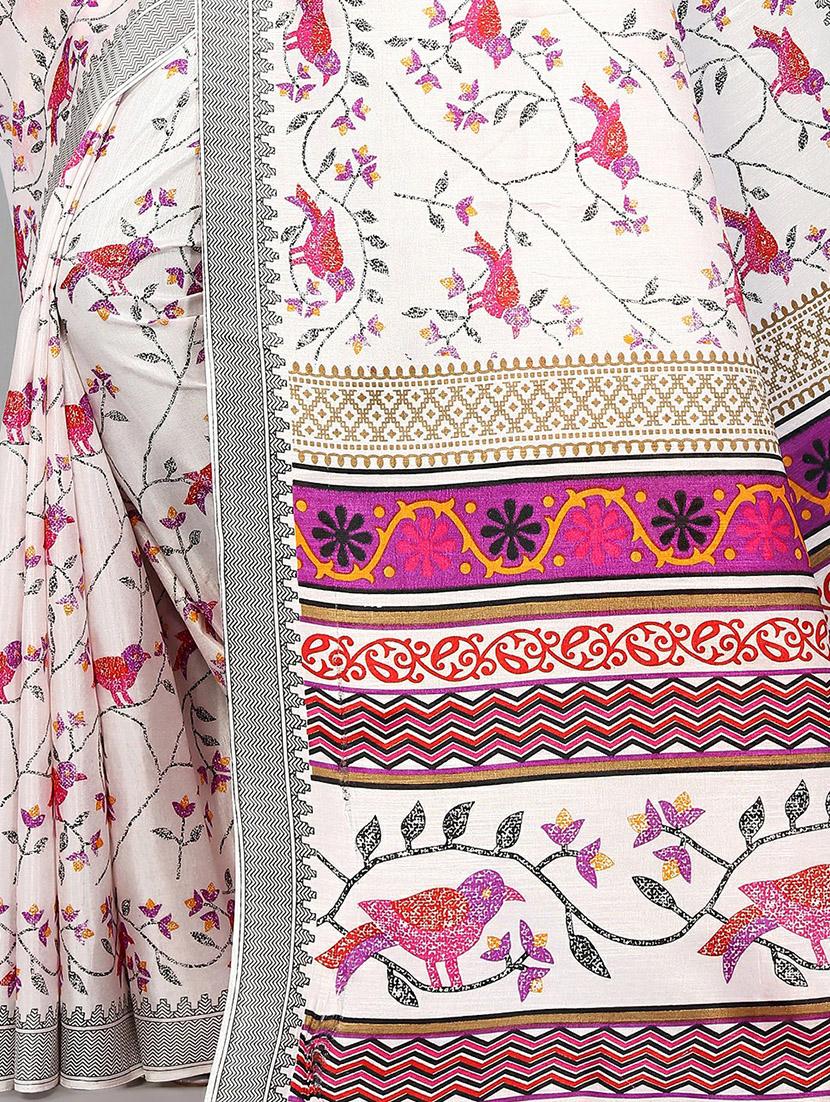 printed mysore silk saree with blouse - 20039643 - Standard Image - 3
