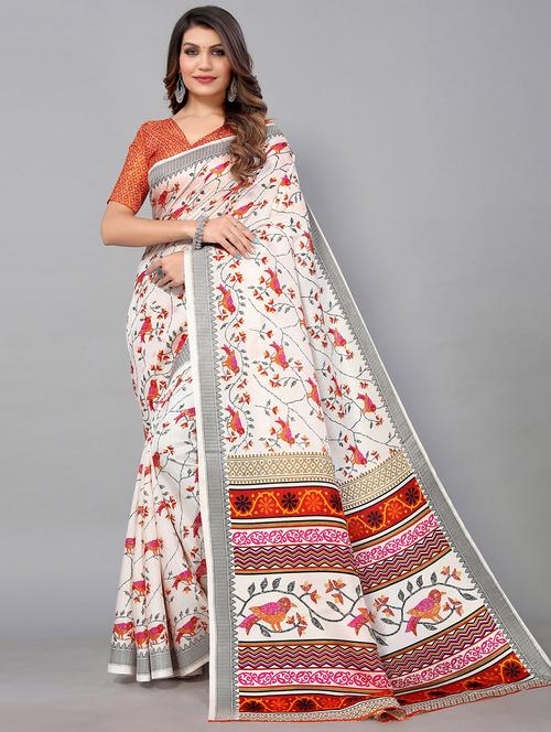 printed mysore silk saree with blouse - 20039647 - Standard Image - 0