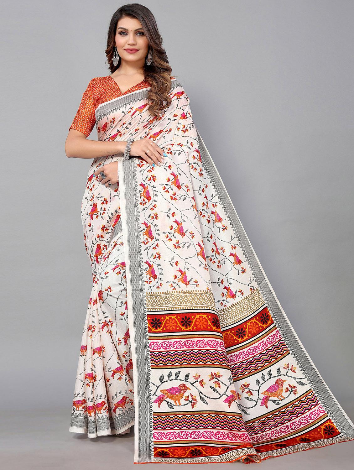 printed mysore silk saree with blouse - 20039647 - Zoom Image - 0
