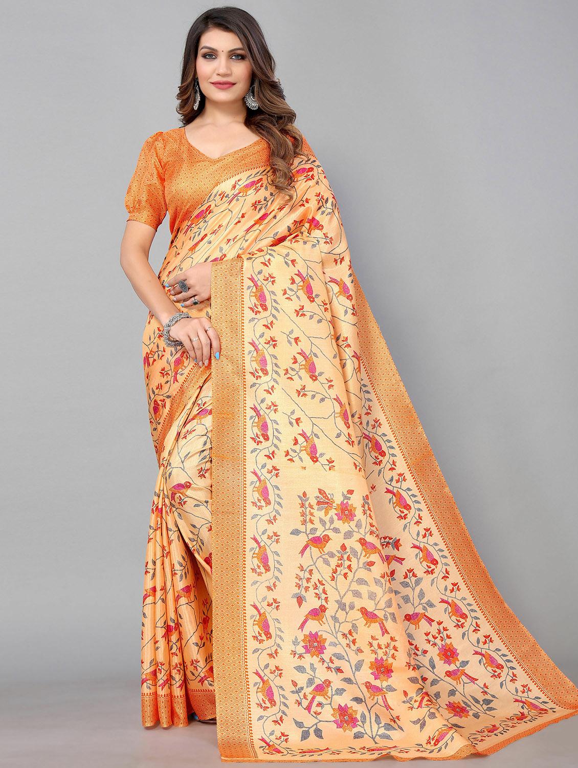 printed mysore silk saree with blouse - 20039655 - Zoom Image - 0