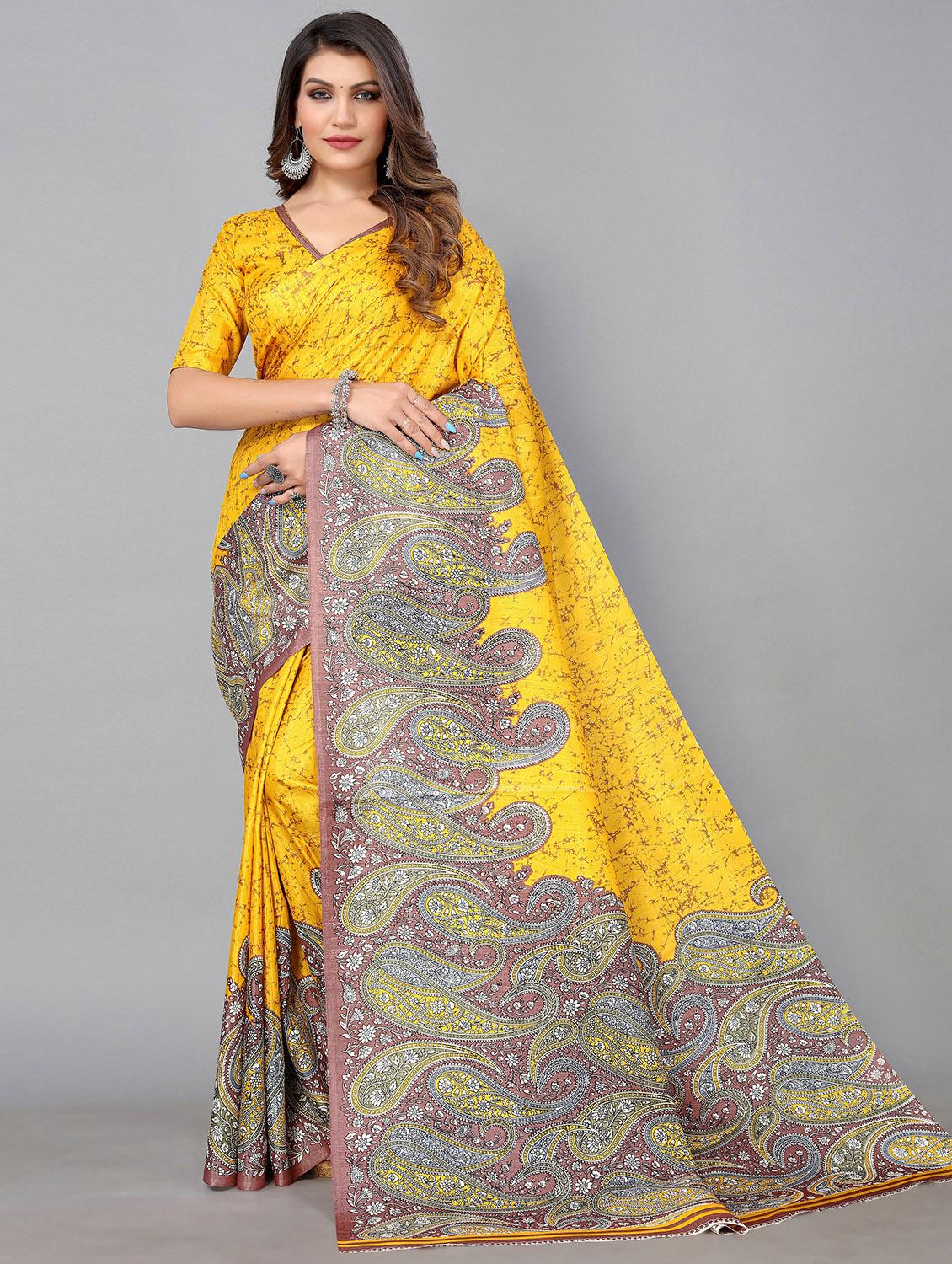 paisley design mysore silk saree with blouse - 20039671 - Zoom Image - 0