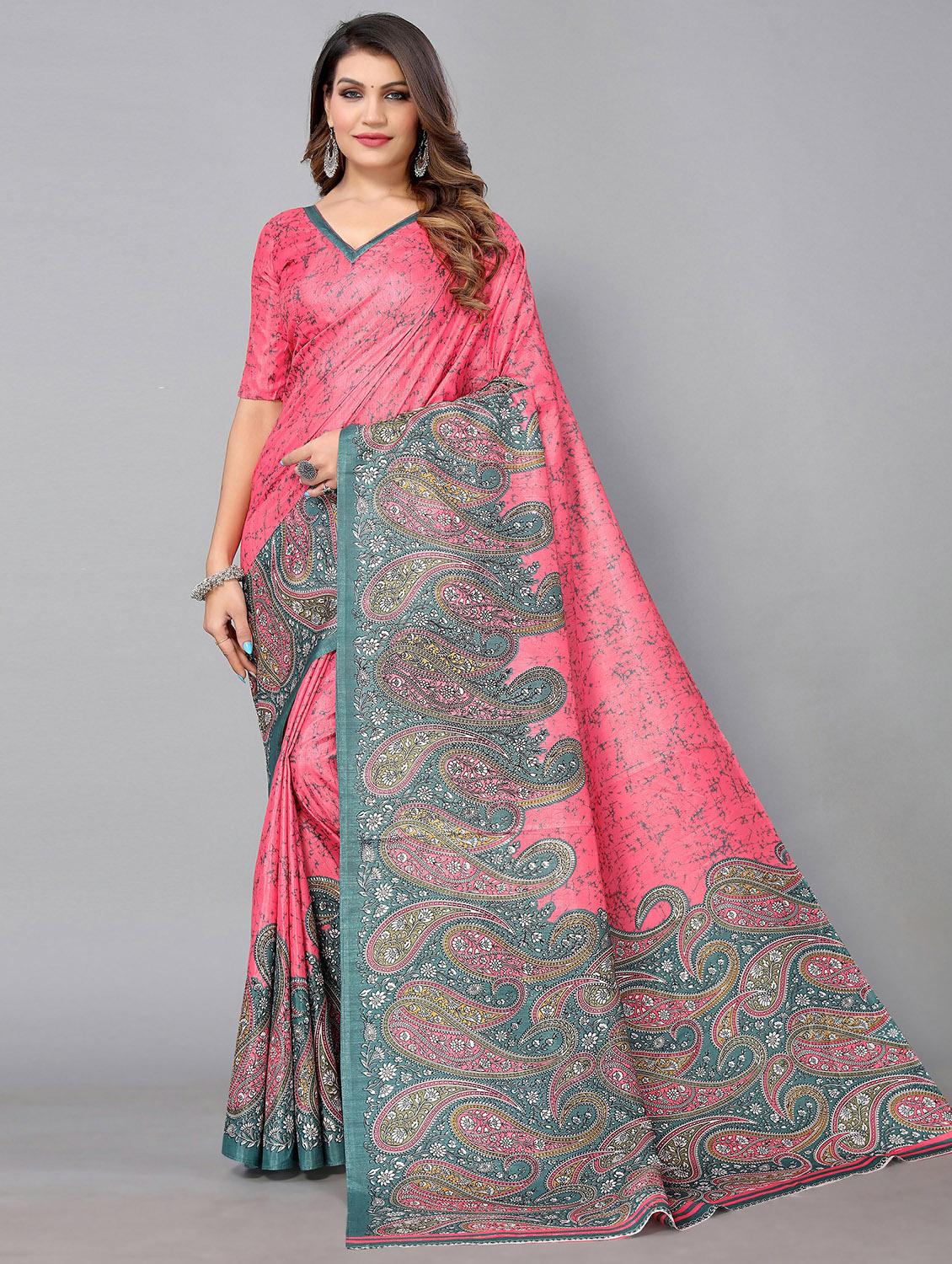 paisley design mysore silk saree with blouse - 20039677 - Zoom Image - 0