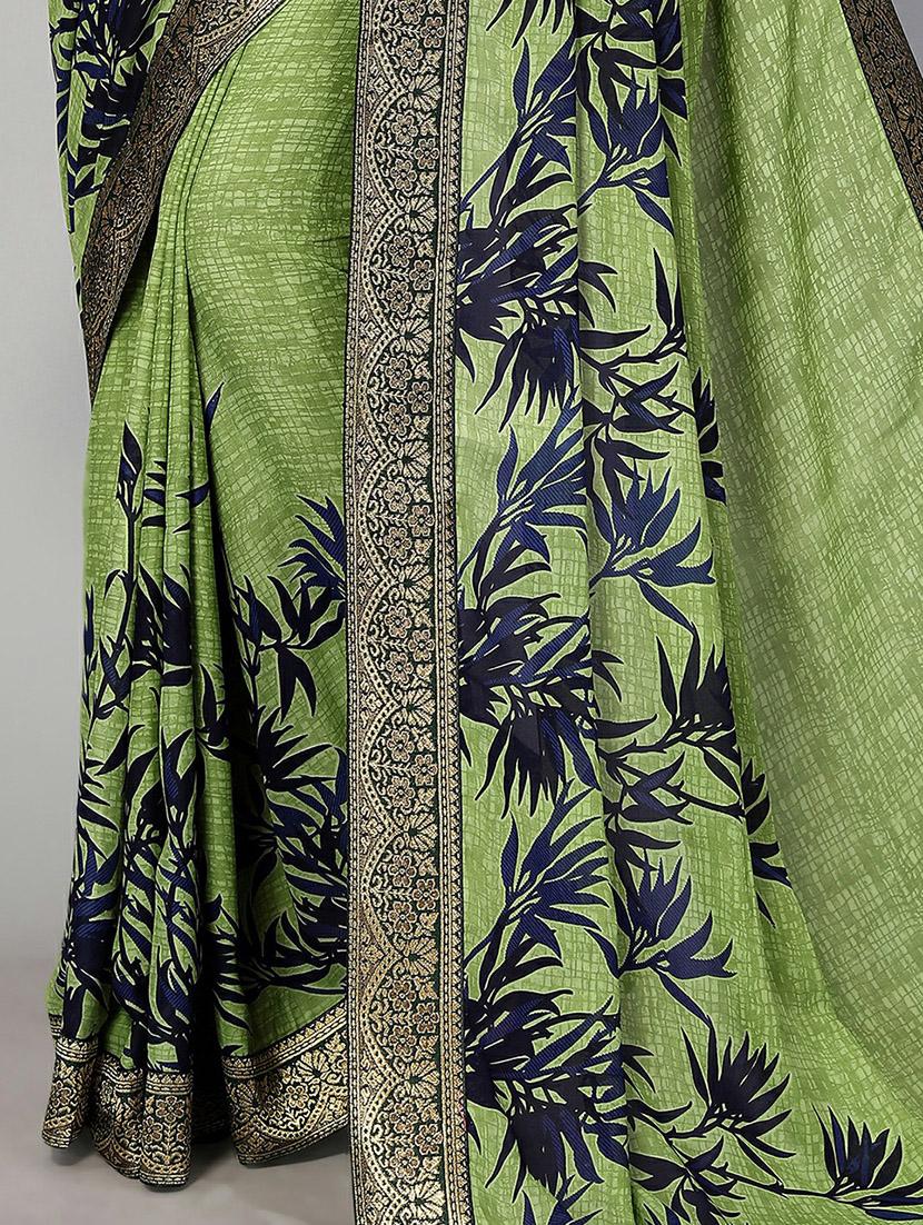 printed saree with blouse - 20039679 - Standard Image - 3