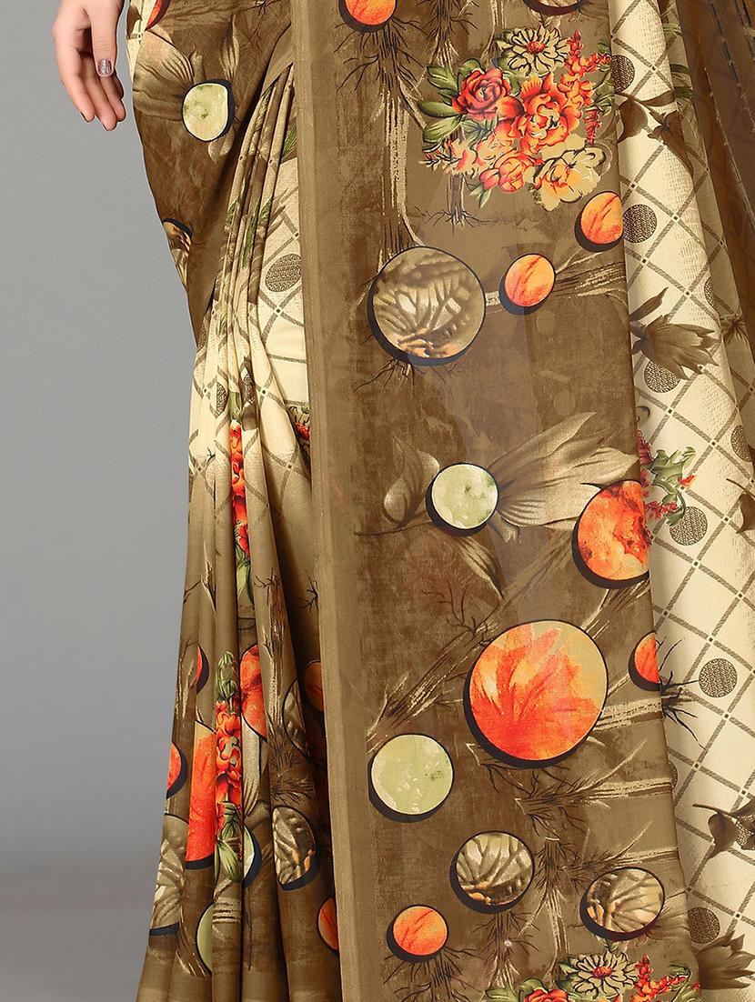 printed saree with blouse - 20039684 - Standard Image - 3