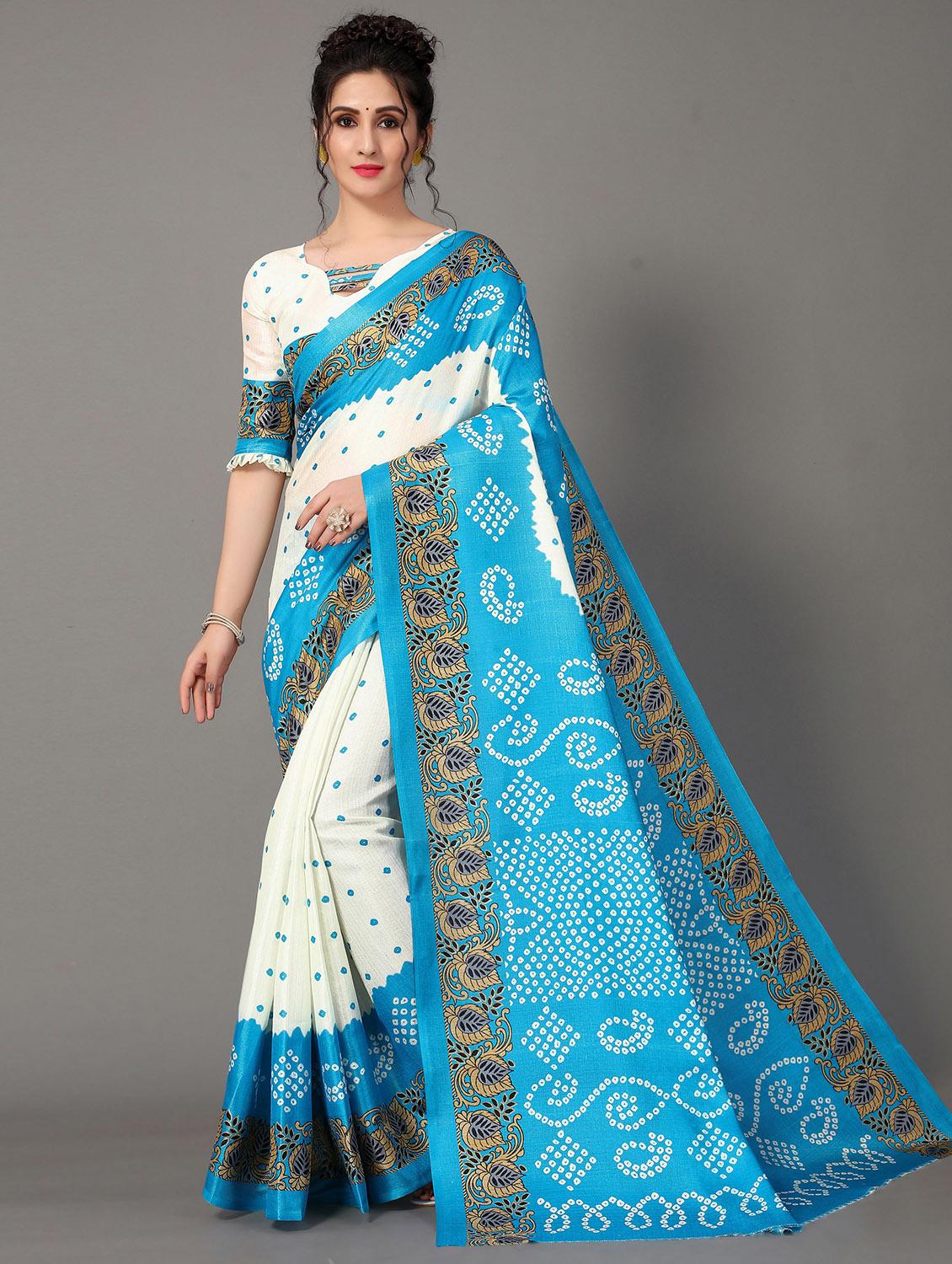 bandhani printed saree with blouse - 20039688 - Zoom Image - 0