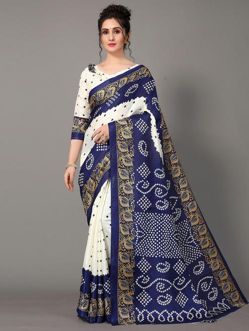 bandhani printed saree with blouse - 20039695 - Standard Image - 0