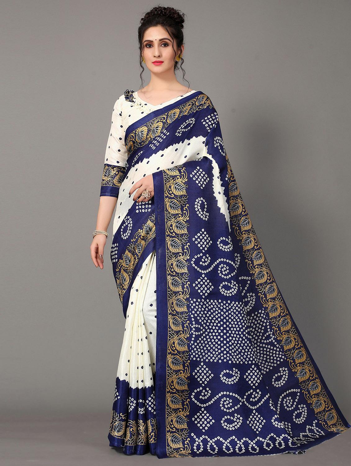 bandhani printed saree with blouse - 20039695 - Zoom Image - 0