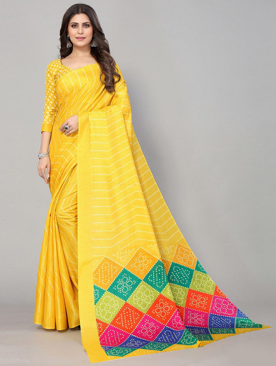 bandhani printed saree with blouse - 20039703 - Zoom Image - 0