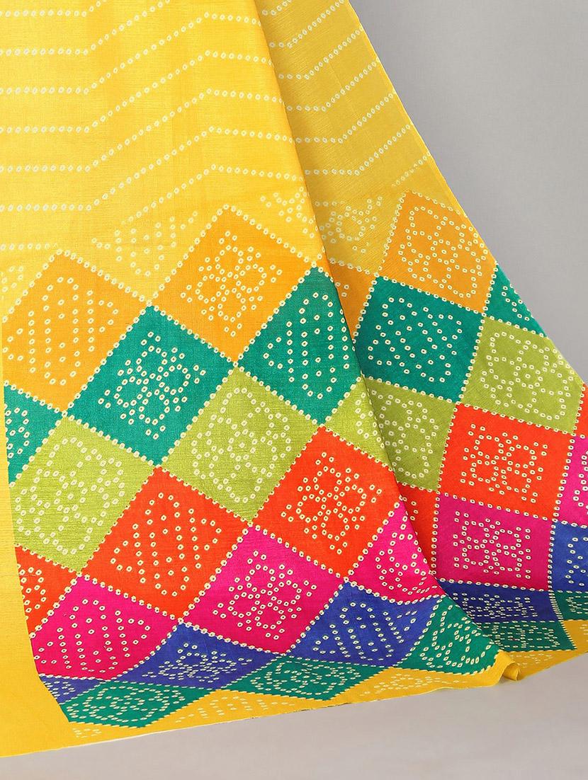bandhani printed saree with blouse - 20039703 - Standard Image - 3