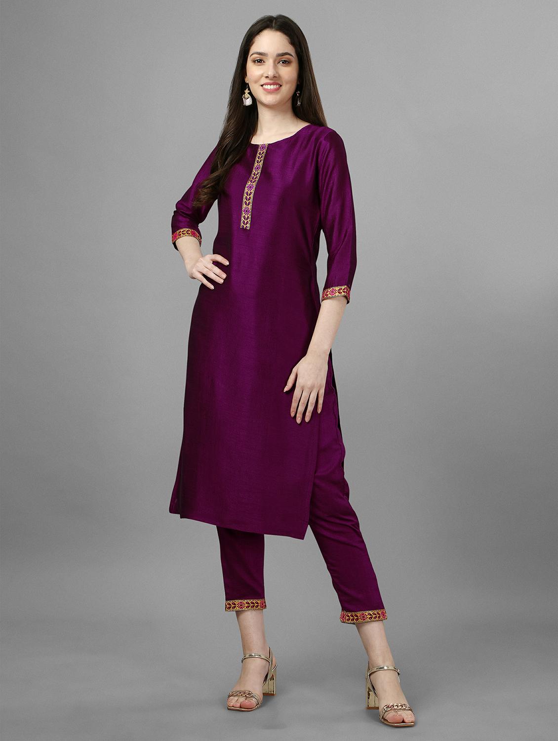 round neck solid straight kurta - 20039714 - Zoom Image - 0
