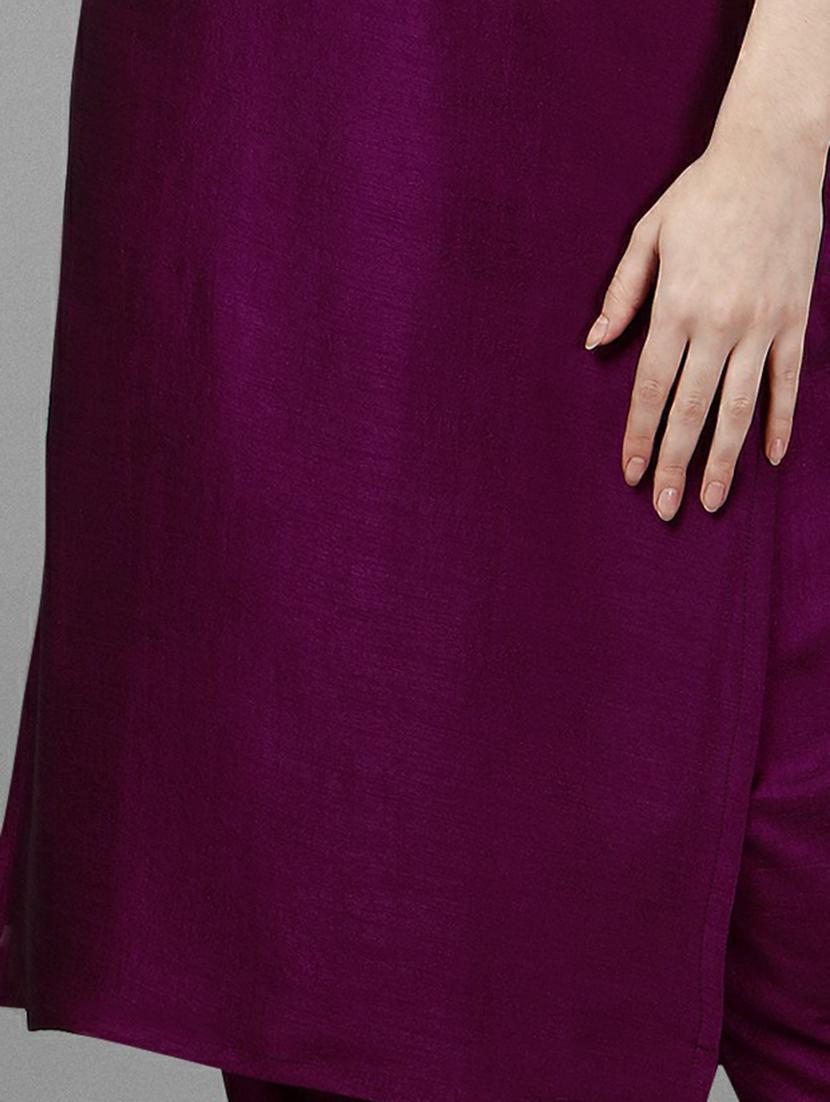 round neck solid straight kurta - 20039714 - Standard Image - 5