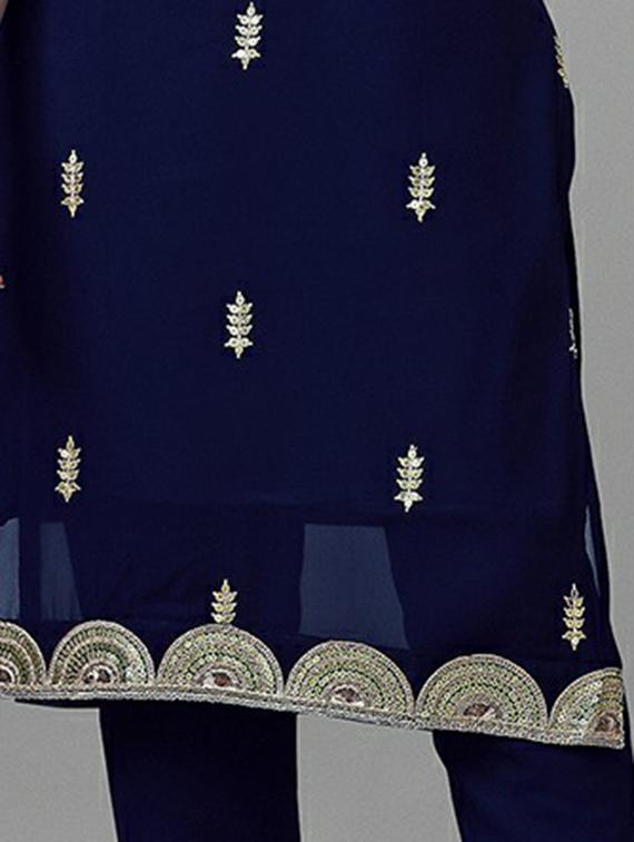 round neck embroidered straight kurta - 20039735 - Standard Image - 5
