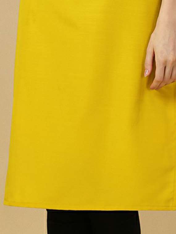 notch neck solid straight kurta - 20039763 - Standard Image - 5