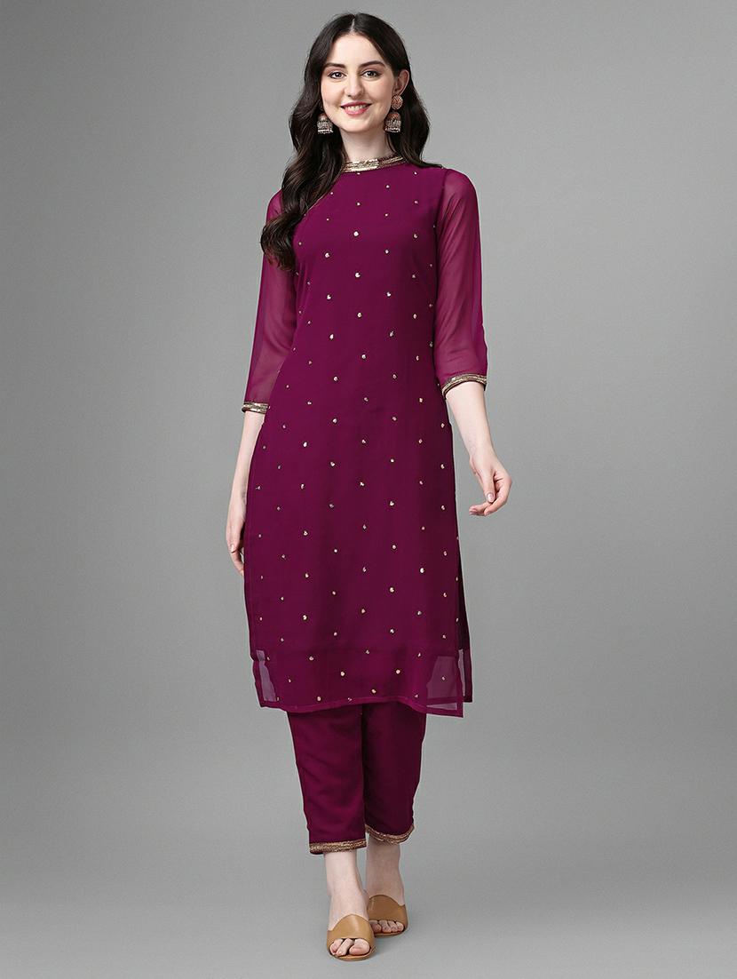 embroidered kurta pant set - 20039771 - Zoom Image - 0