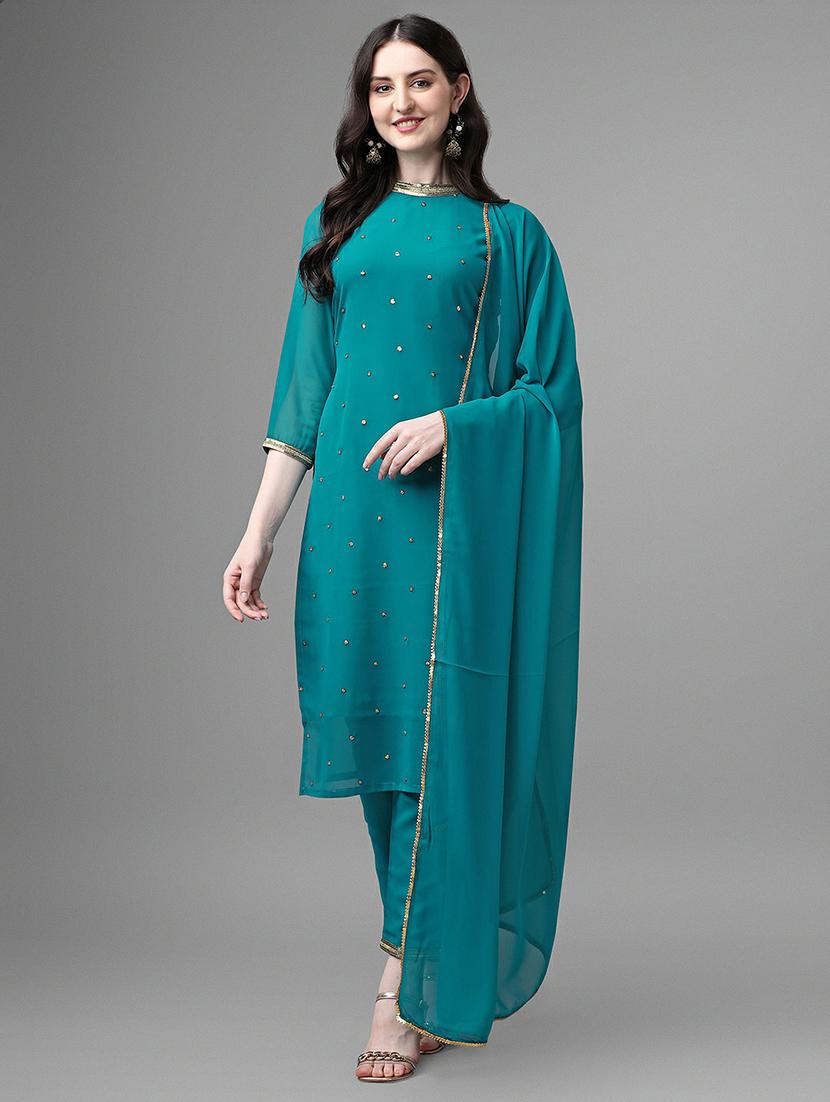 embroidered kurta pant set with dupatta   - 20039776 -  Zoom Image - 0
