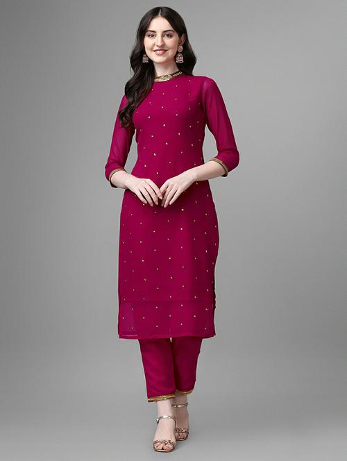 embroidered kurta pant set  - 20039783 -  Standard Image - 0