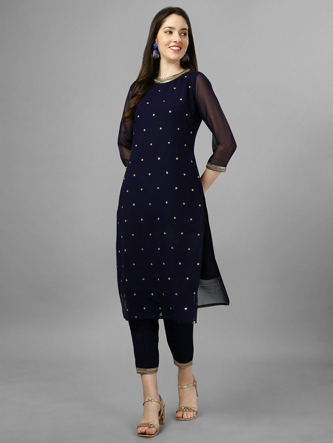 embroidered kurta pant set  - 20039789 -  Zoom Image - 0