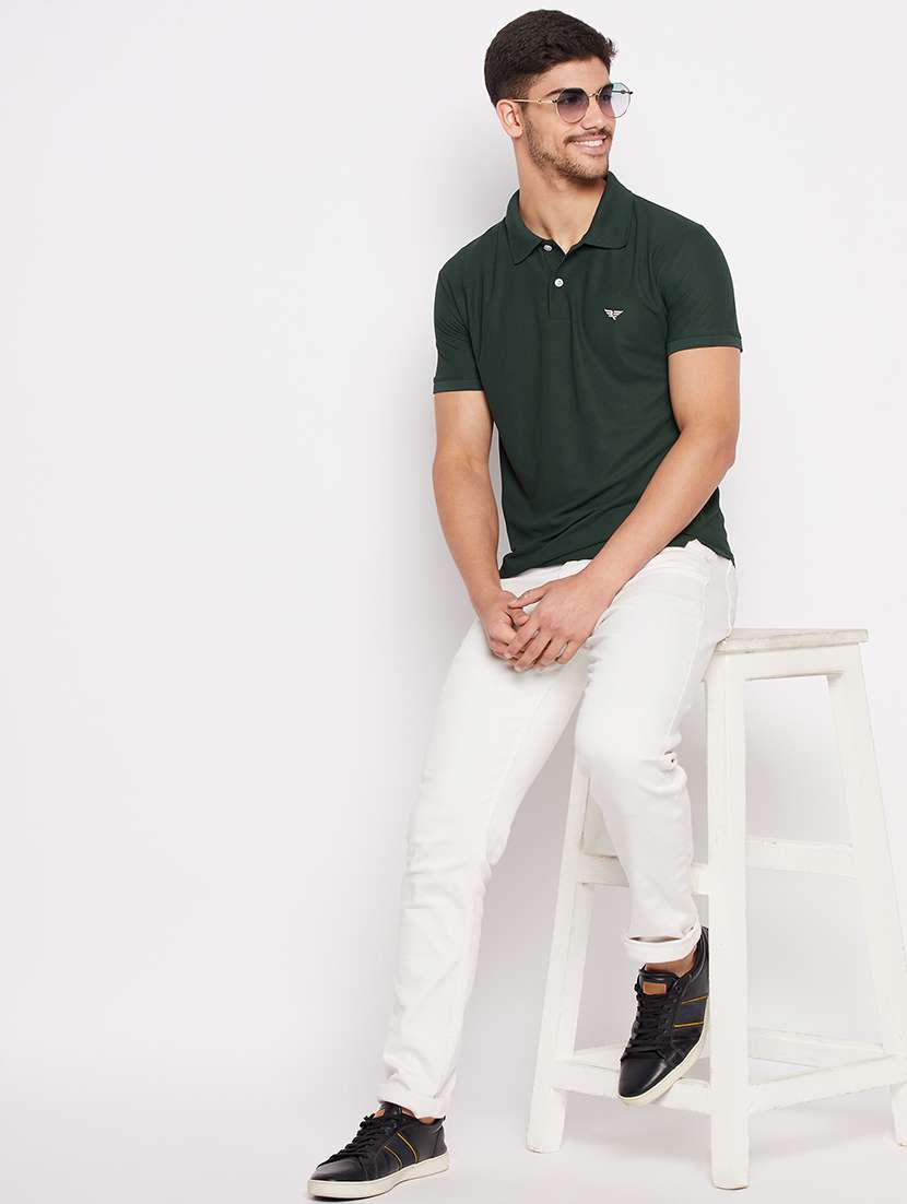 men's solid cotton polo t-shirt - 20040197 -  Standard Image - 3