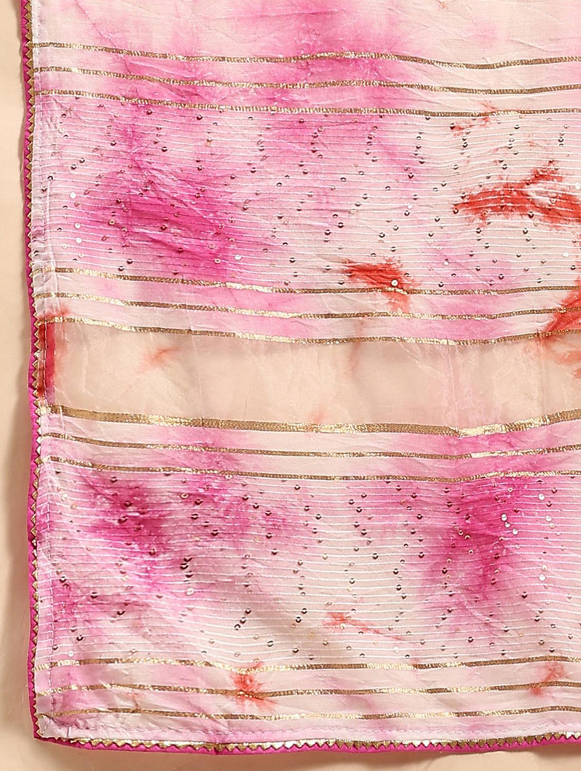 women's tie & dye pink colored saree - 20040203 - Standard Image - 3