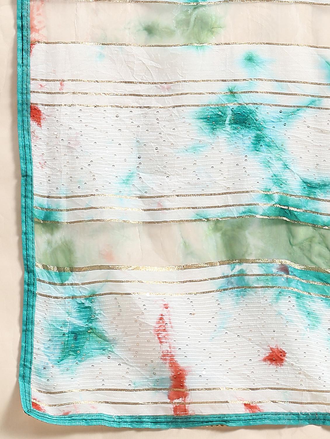 women's tie & dye sea green colored saree - 20040205 - Standard Image - 3
