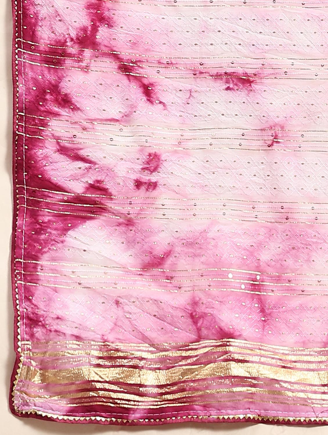 women's tie & dye pink colored saree - 20040210 - Standard Image - 3