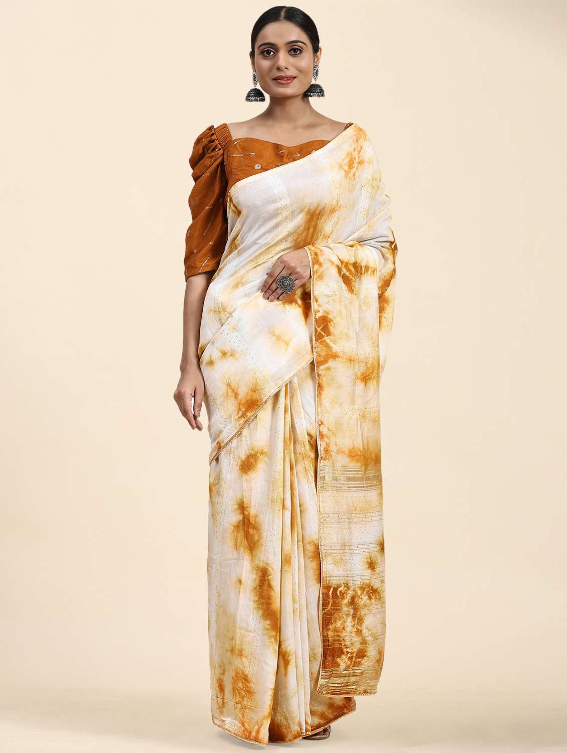 women's tie & dye yellow colored saree - 20040211 - Zoom Image - 0