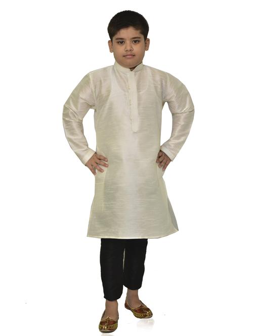 cream cotton kurta set - 20040364 - Standard Image - 0