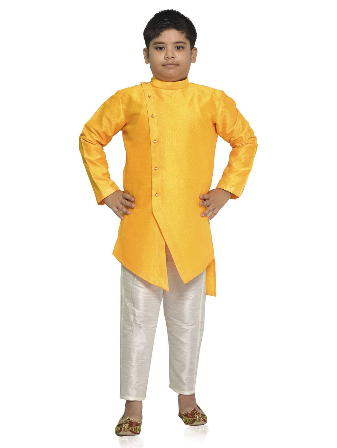 yellow cotton sherwani - 20040386 - Zoom Image - 0