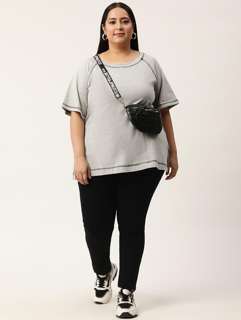 women's plain round neck t-shirt - 20041610 - Standard Image - 3