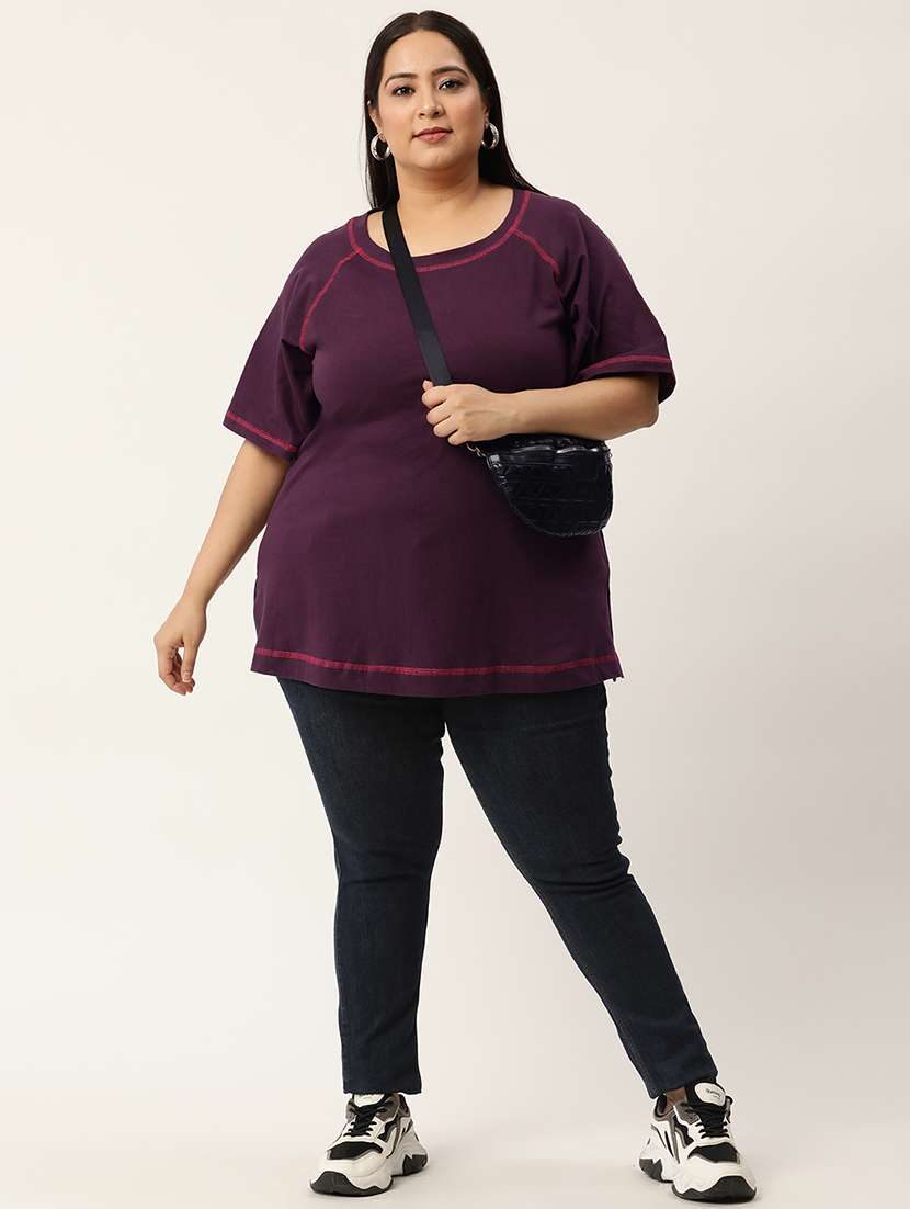 women's plain round neck t-shirt - 20041612 - Standard Image - 3