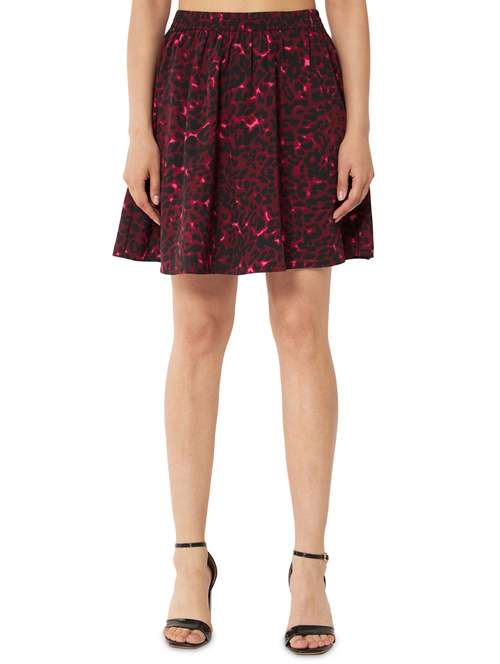 mid rise printed a-line skirt
