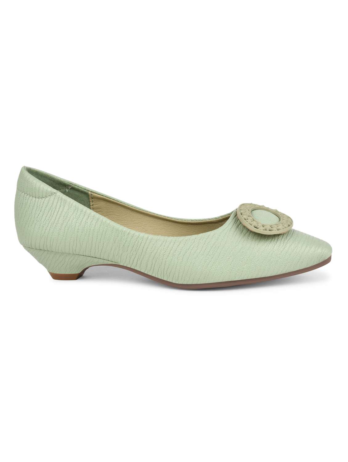 green slip on textured ballerina - 20045139 -  Standard Image - 3