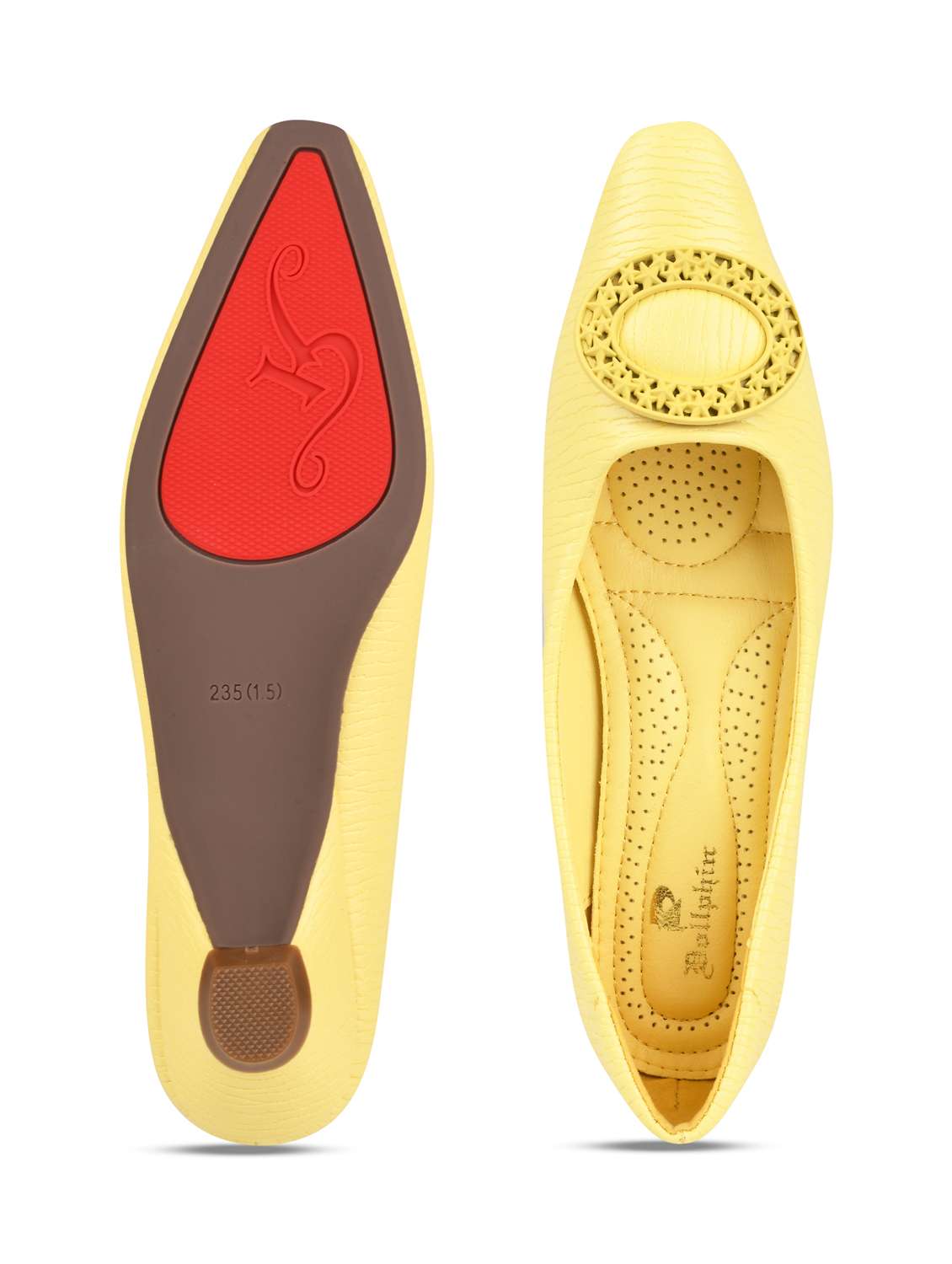 yellow slip on textured ballerina - 20045140 -  Standard Image - 5