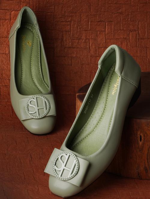 green slip on solid ballerina - 20045143 -  Standard Image - 0