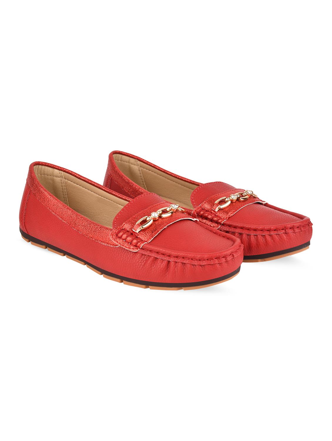 red pu slip on loafers - 20045281 -  Zoom Image - 0