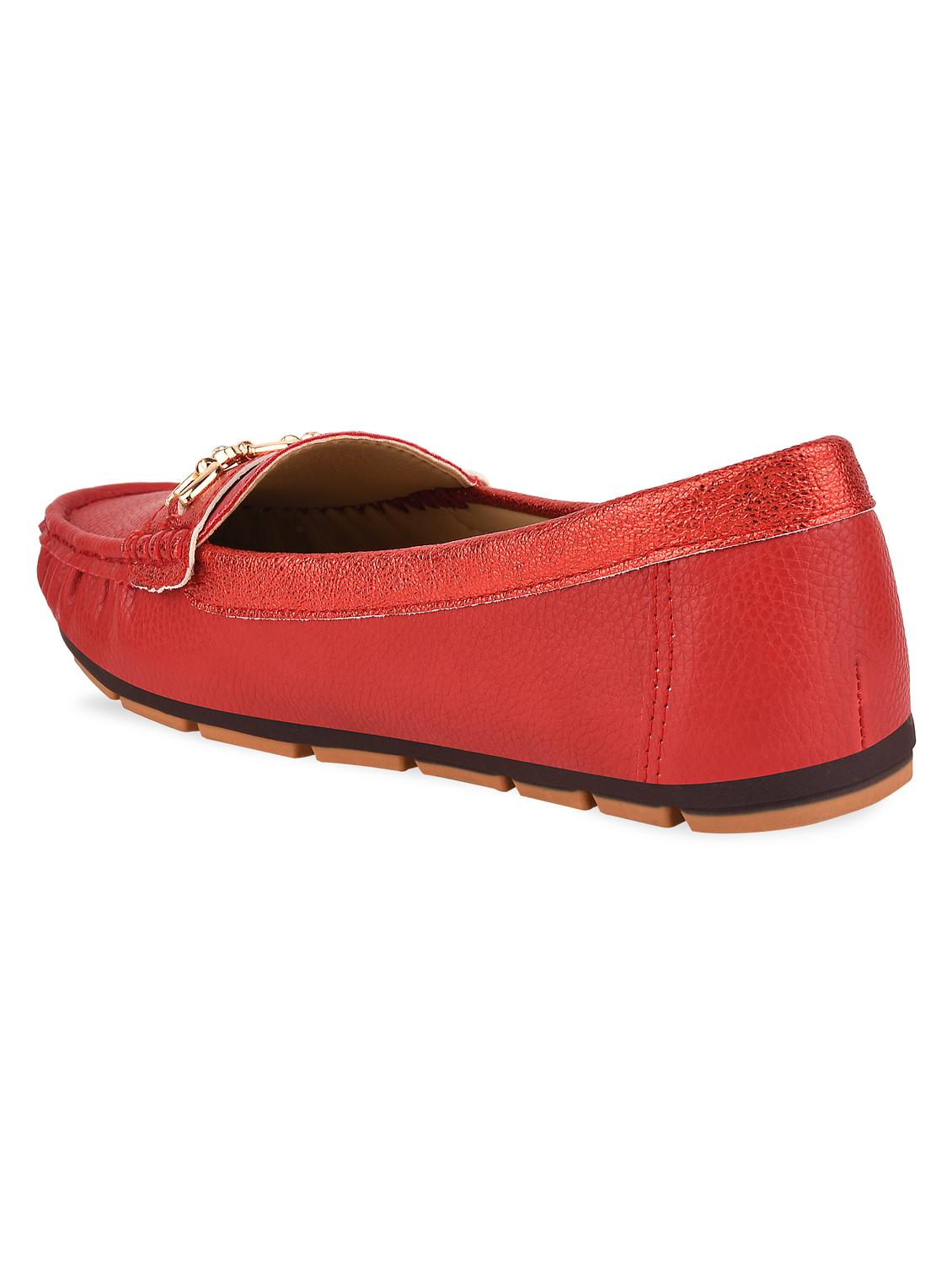 red pu slip on loafers - 20045281 - Standard Image - 3