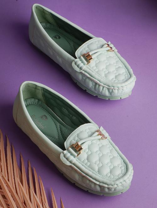 green pu slip on loafers - 20045287 - Standard Image - 0