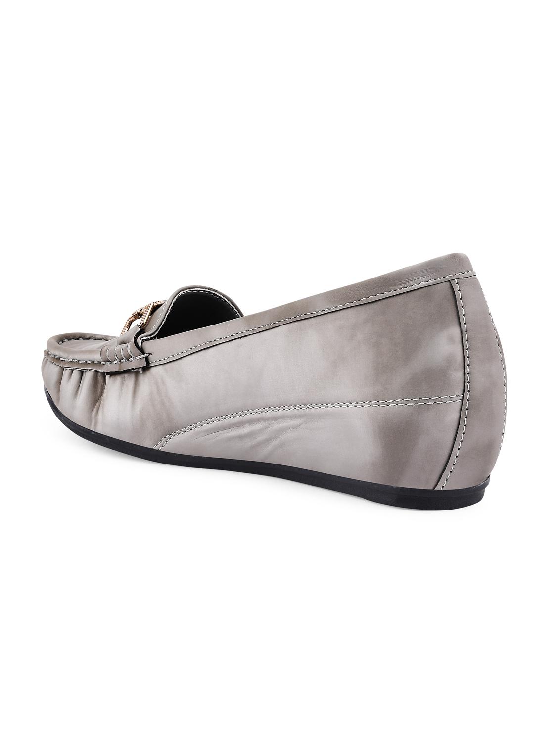 grey pu slip on loafers - 20045289 - Standard Image - 3