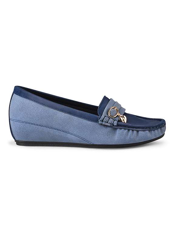 blue pu slip on loafers - 20045290 -  Standard Image - 3