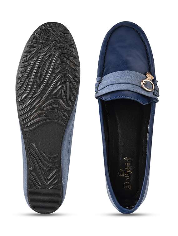 blue pu slip on loafers - 20045290 -  Standard Image - 5