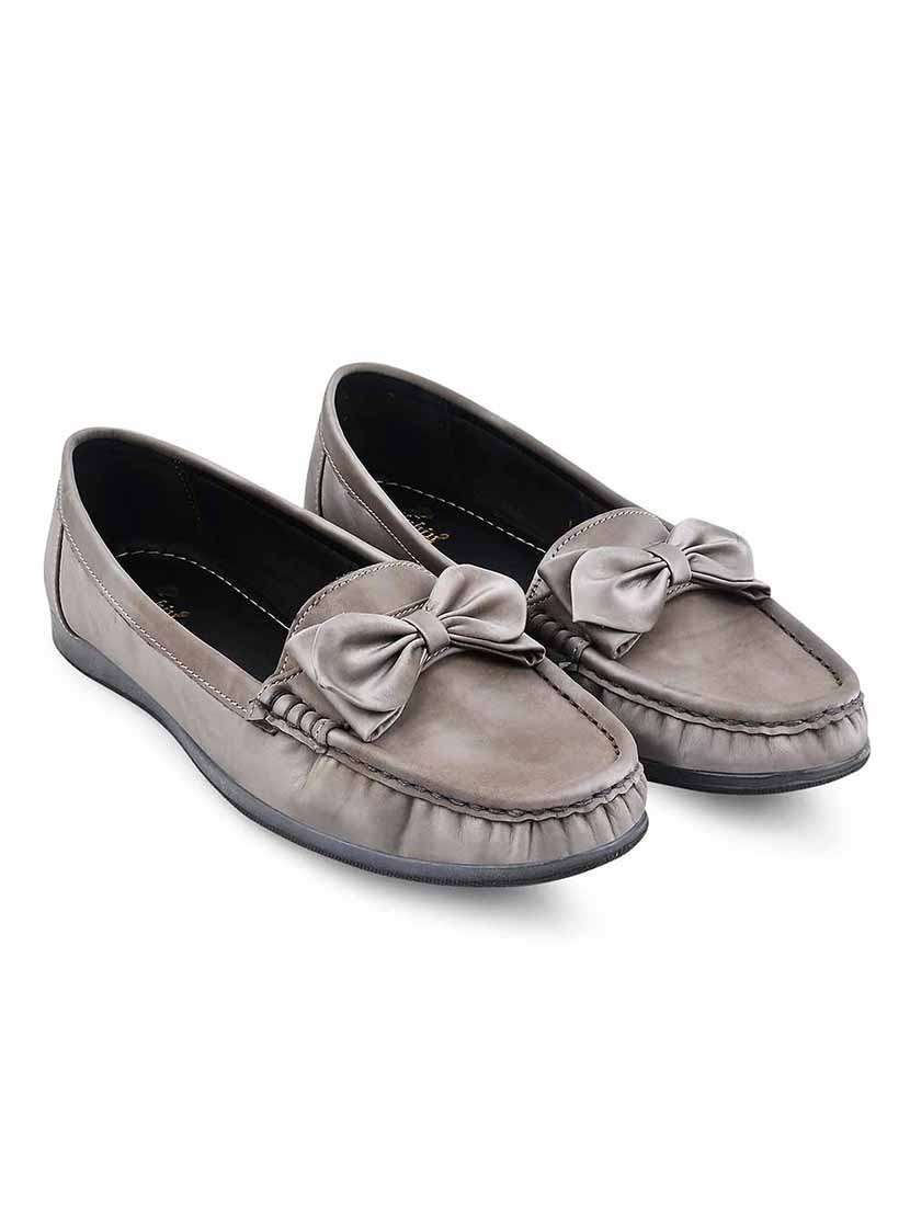 grey pu slip on loafers