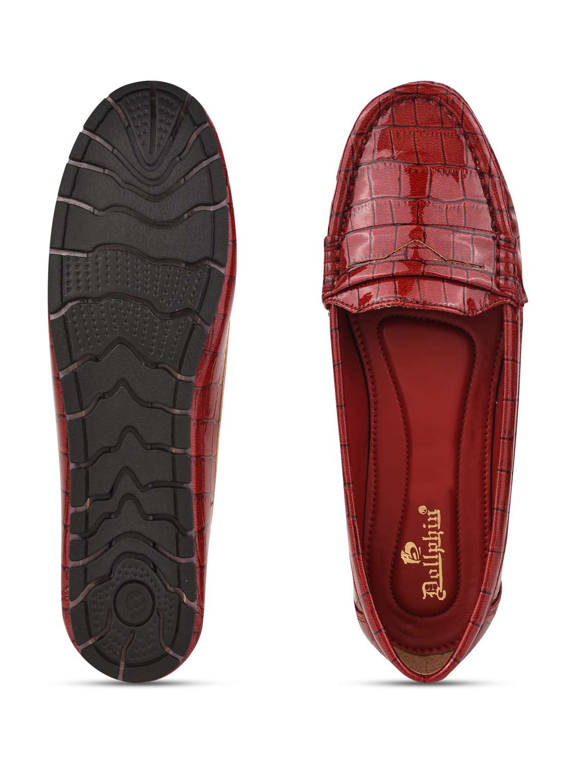 red leather slip on loafers - 20045300 -  Standard Image - 5