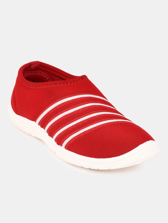 red slip on casual shoes