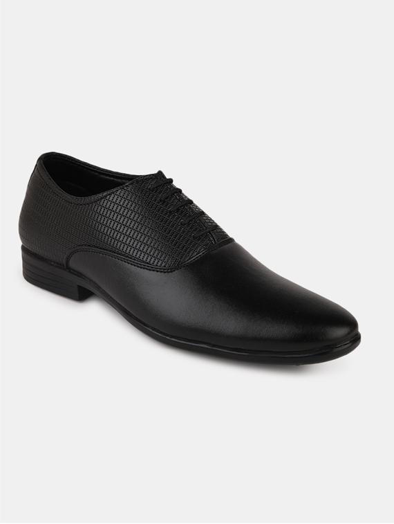 black pu laceup oxfords