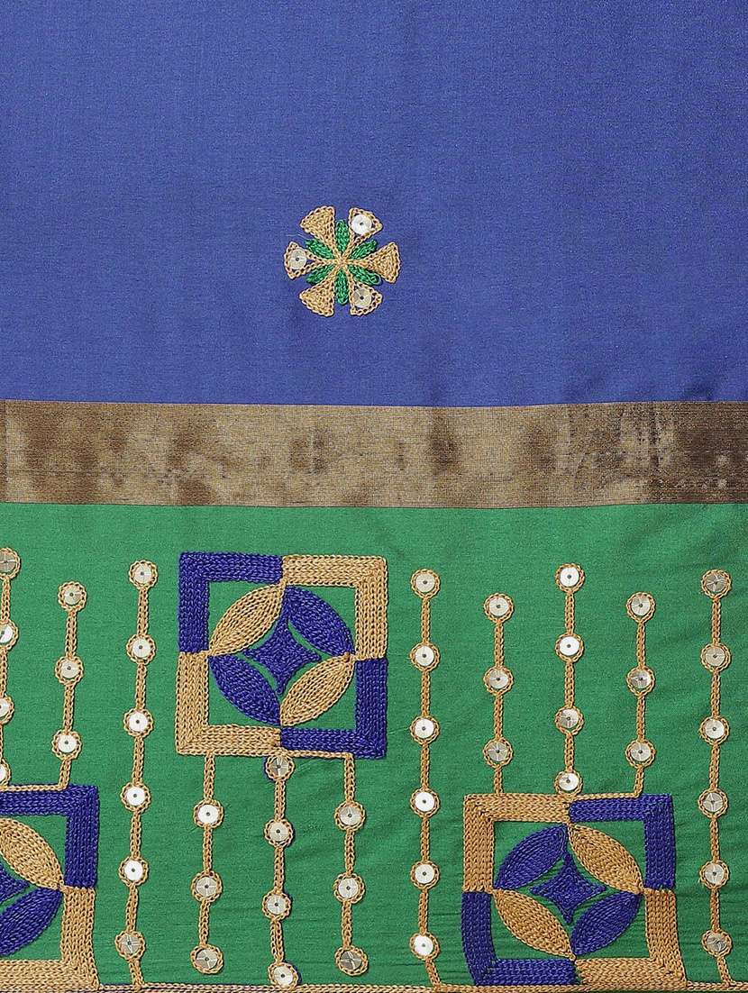 women's geometric blue colored saree with blouse - 20045876 -  Standard Image - 3