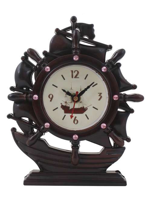 sigaram sailing ship wood finish table clock - 20047543 - Standard Image - 0