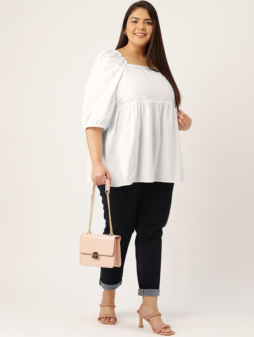 women's peplum square neck top - 20047711 - Standard Image - 3